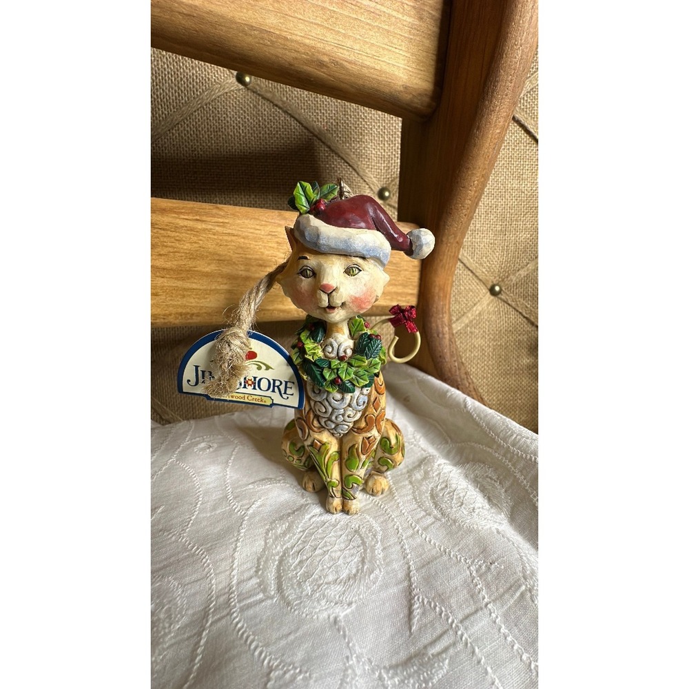 NWT 2008 Jim Shore Heartwood Creek "Santa Claws" Cat Figurine/Ornament 4" Tall